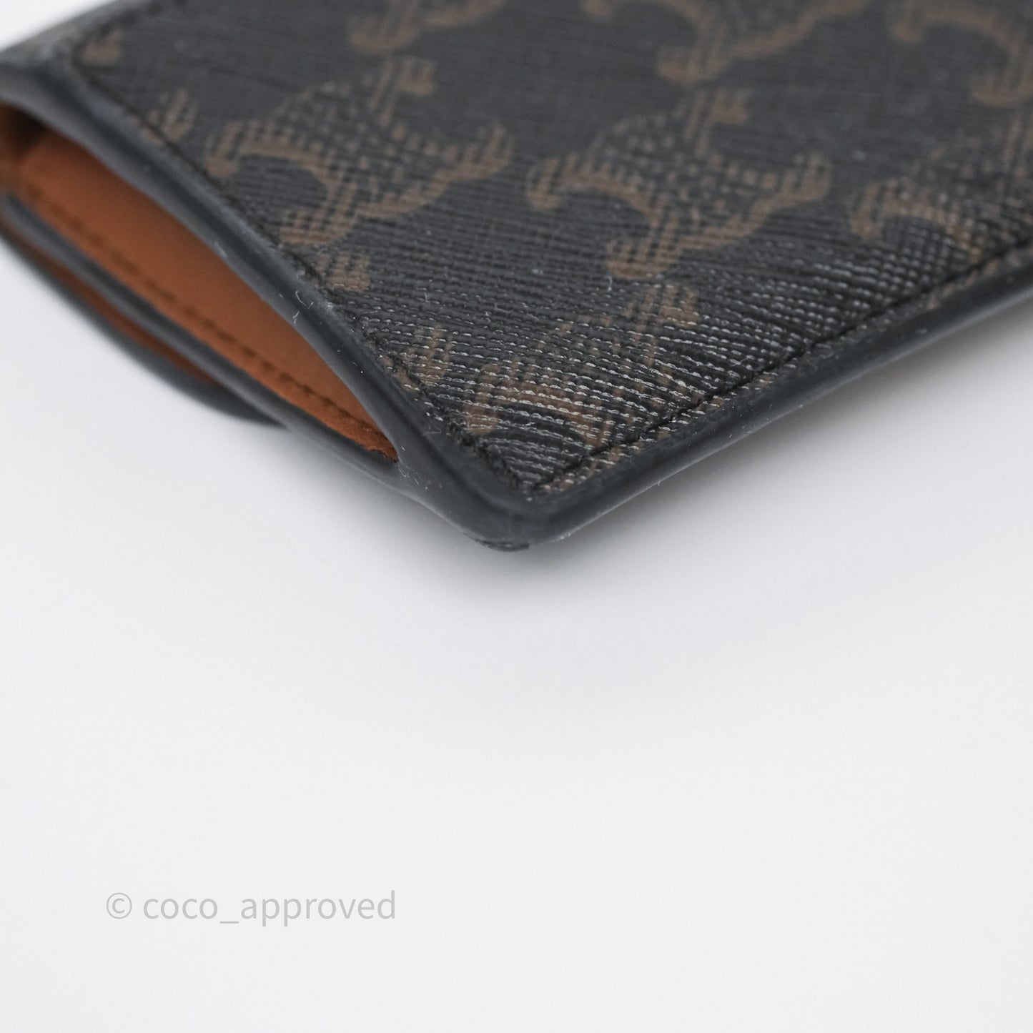 Celine Card Holder with Flap Triomphe Canvas Tan