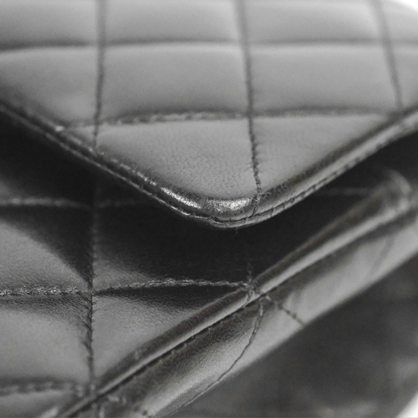 Chanel Classic M/L Medium Flap Quilted Black Lambskin Silver Hardware