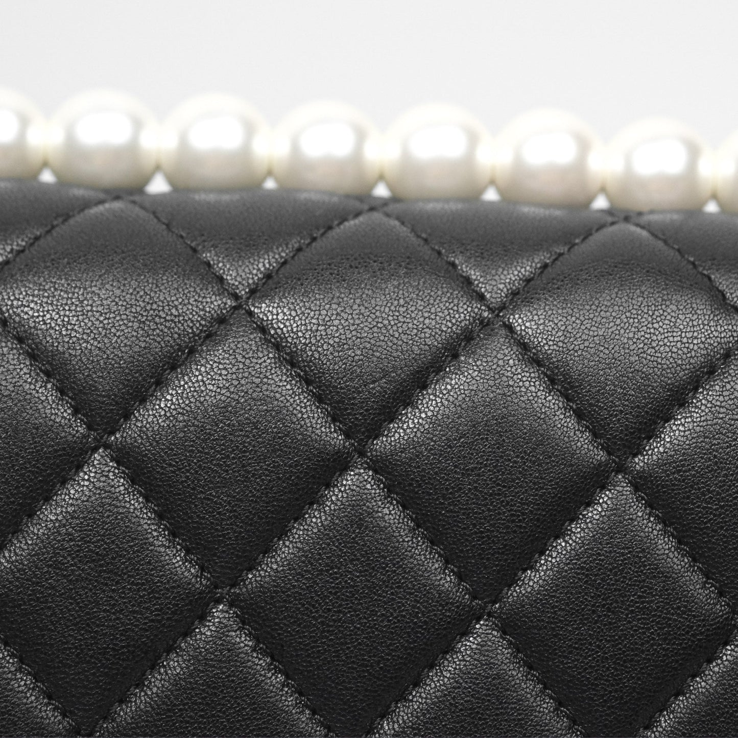 Chanel Small Chic Pearls Flap Quilted Black Goatskin Aged Gold Hardware
