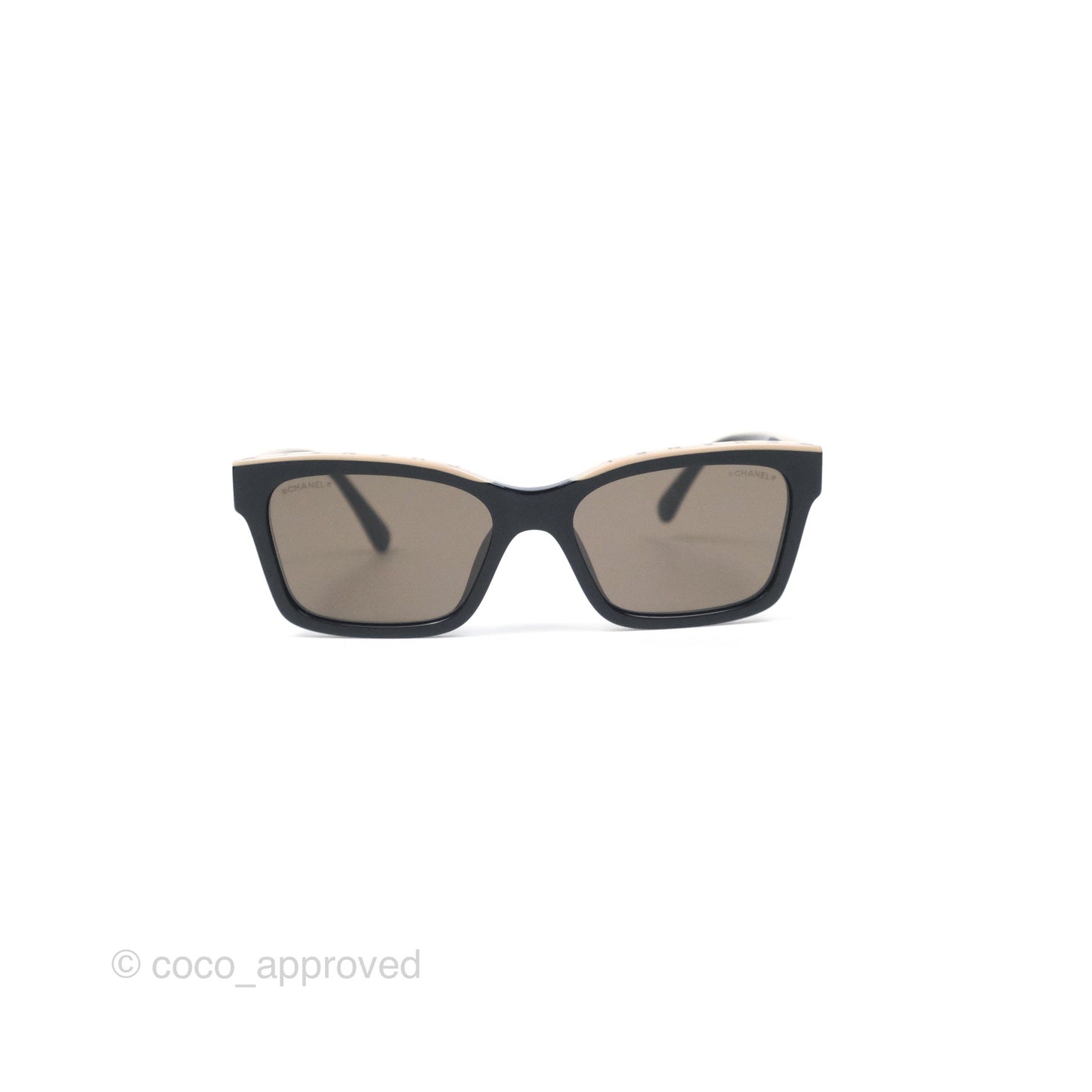 Chanel Acetate Square Sunglasses Black/Beige