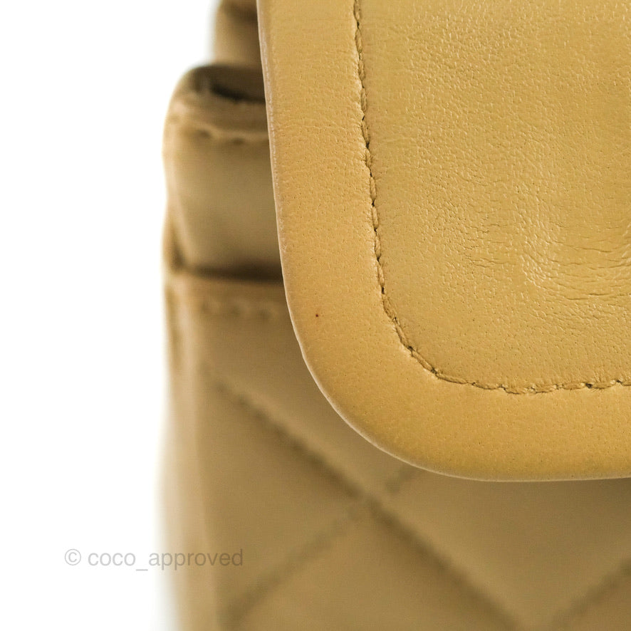 Chanel Classic Vintage Small Flap Dark Beige Lambskin 24K Gold Hardware