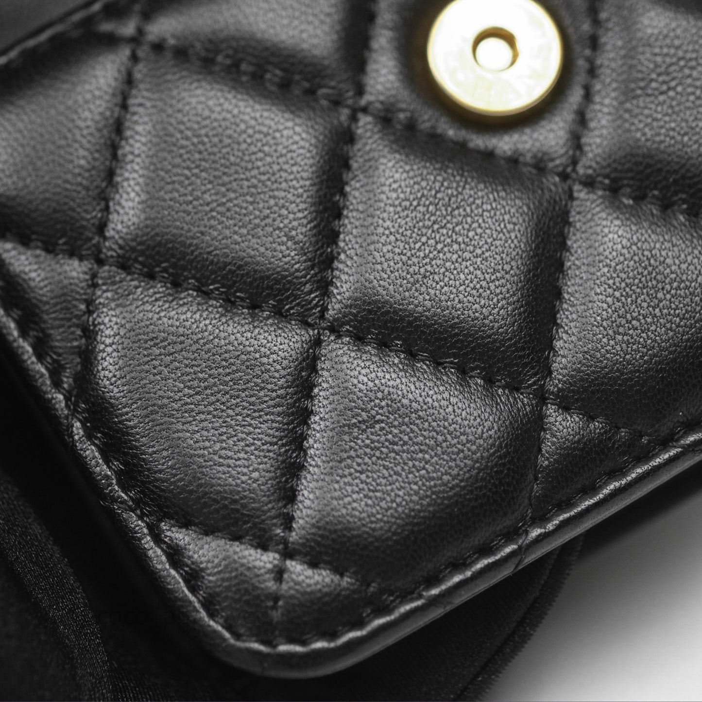 Chanel Mini Clutch With Chain Camellia Adjustable Black Lambskin Aged Gold Hardware
