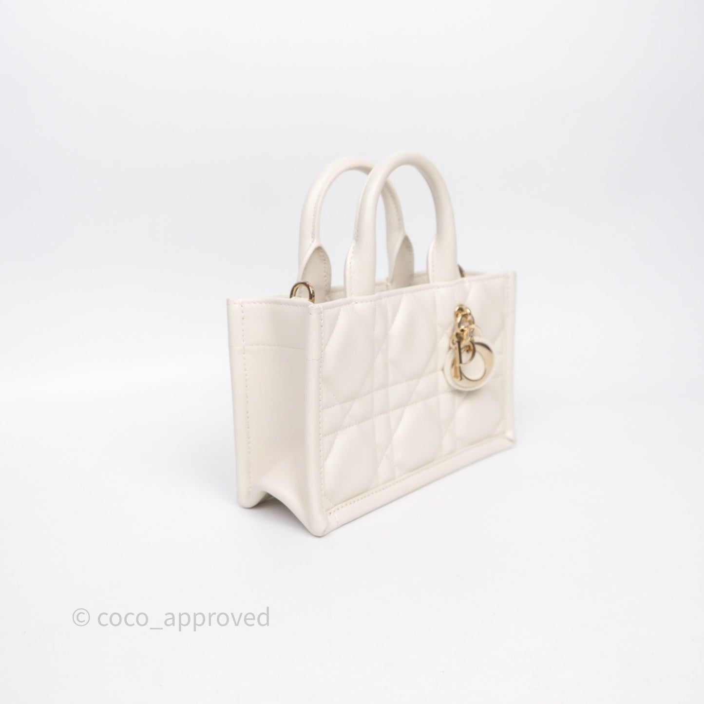 Christian Dior Mini Dior Book Tote Latte Macrocannage Calfskin Gold Hardware