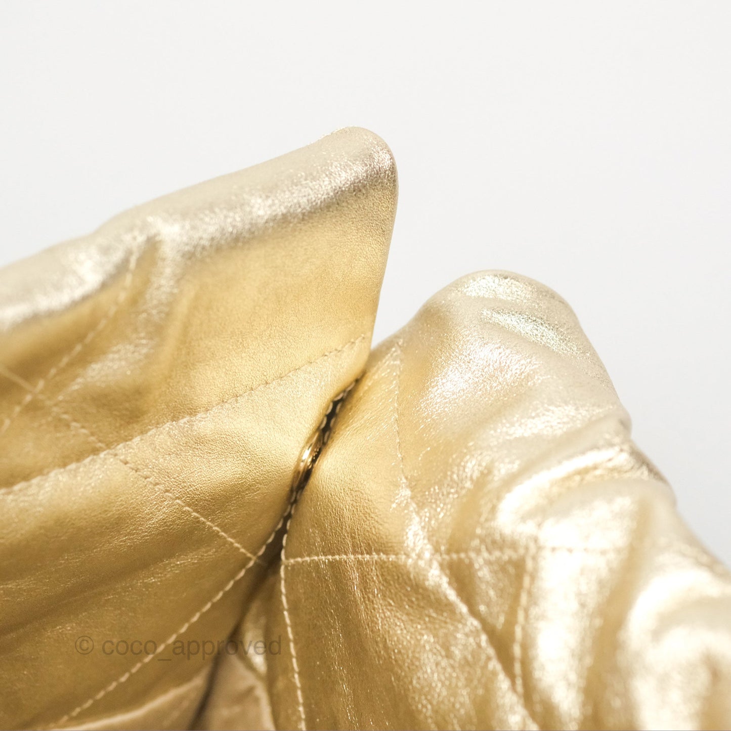 Chanel 22 Small Quilted Iridescent Gold Gold Hardware