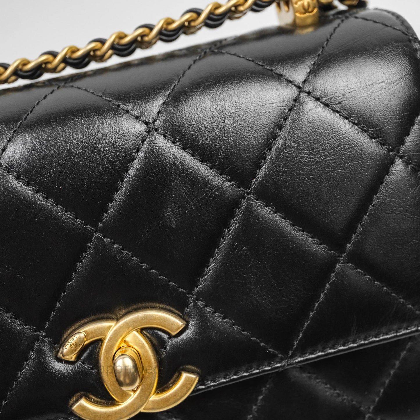 Chanel Mini Perfect Fit Adjustable Chain Black Calfskin Aged Gold Hardware