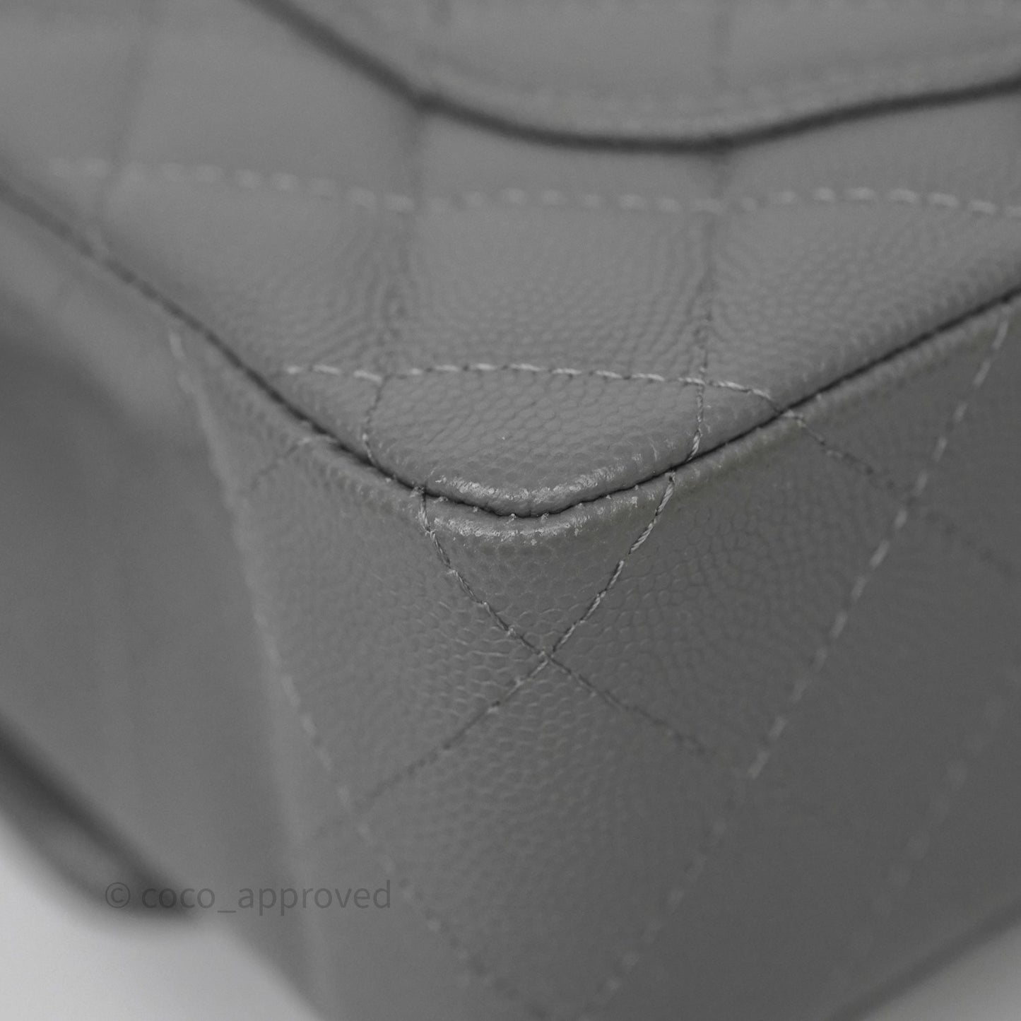Chanel Small Classic Flap Quilted Grey Caviar Gold Hardware