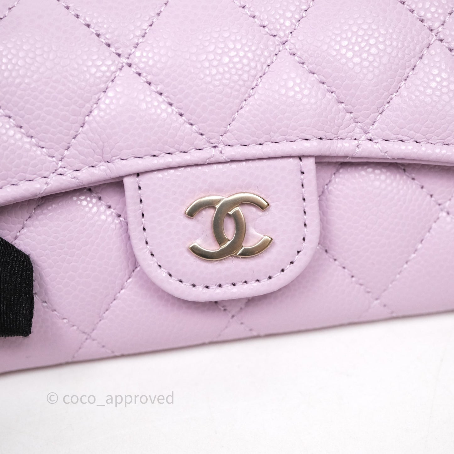 Chanel Quilted Flap Card Holder Purple Caviar Gold Hardware