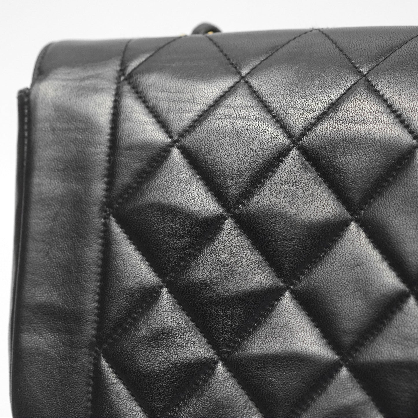Chanel Vintage Small Quilted Classic Diana Flap Bag Black Lambskin 24K Gold Hardware