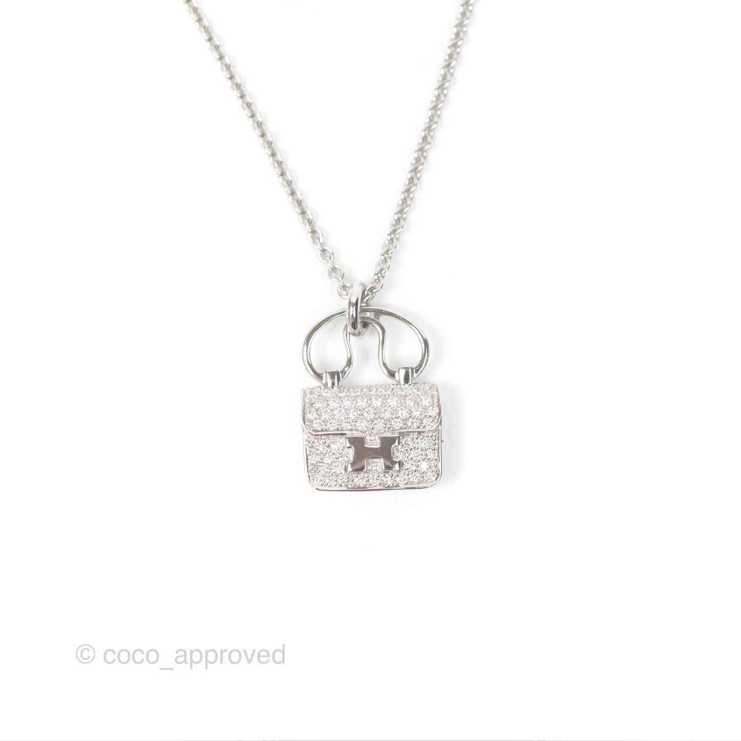 Hermès Constance Amulettes Diamonds Pendant Necklace White Gold