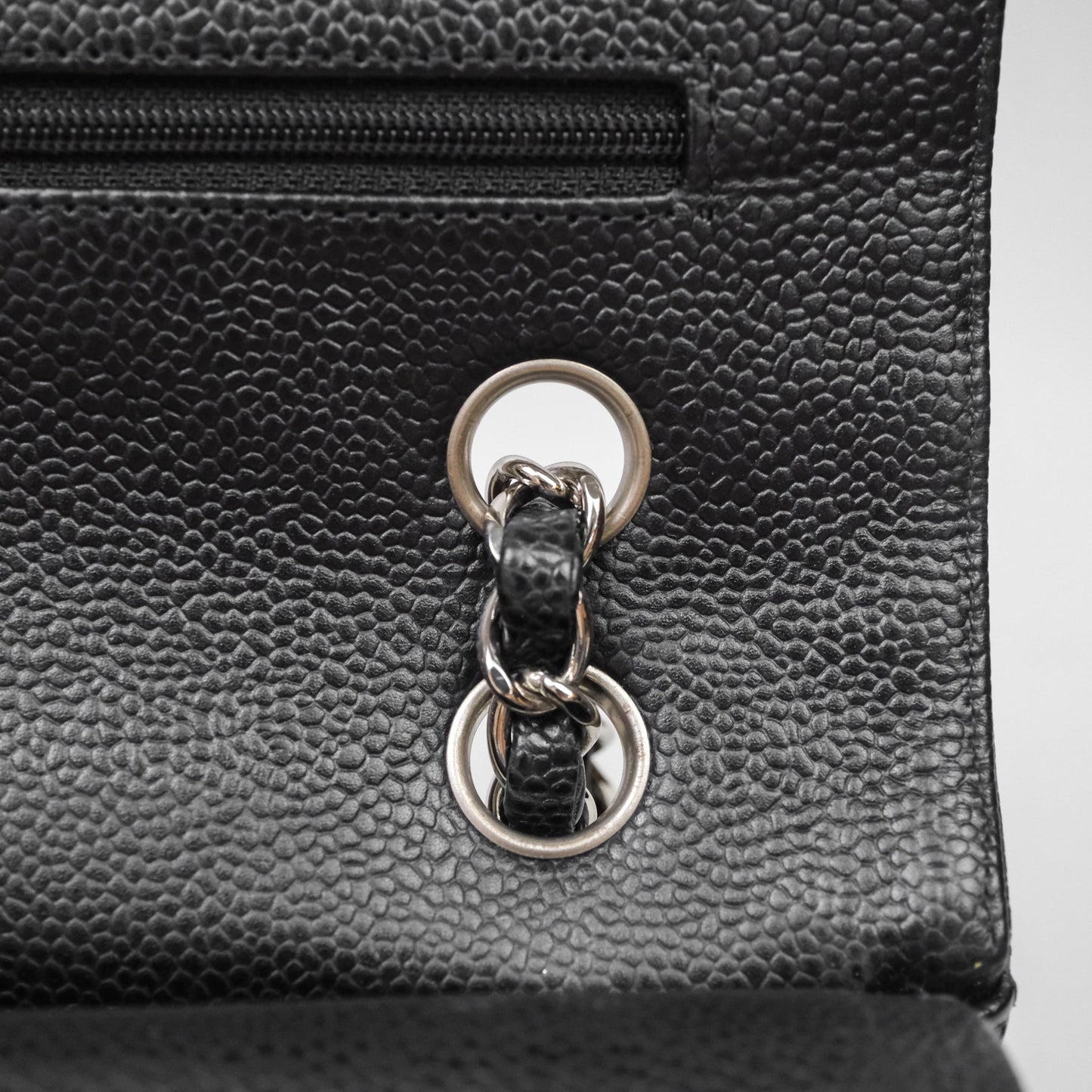 Chanel Classic M/L Medium Flap Quilted Black Caviar Silver Hardware