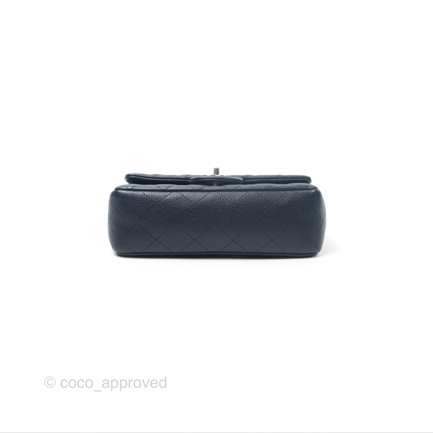 Chanel Quilted Mini Rectangular Flap Navy Caviar Silver Hardware