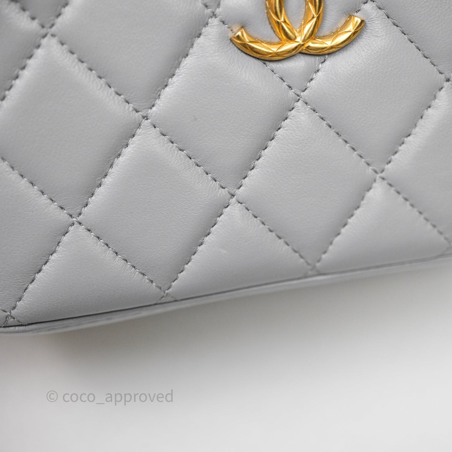 Chanel Vanity with Adjustable Chain Grey Lambskin Aged Gold Hardware