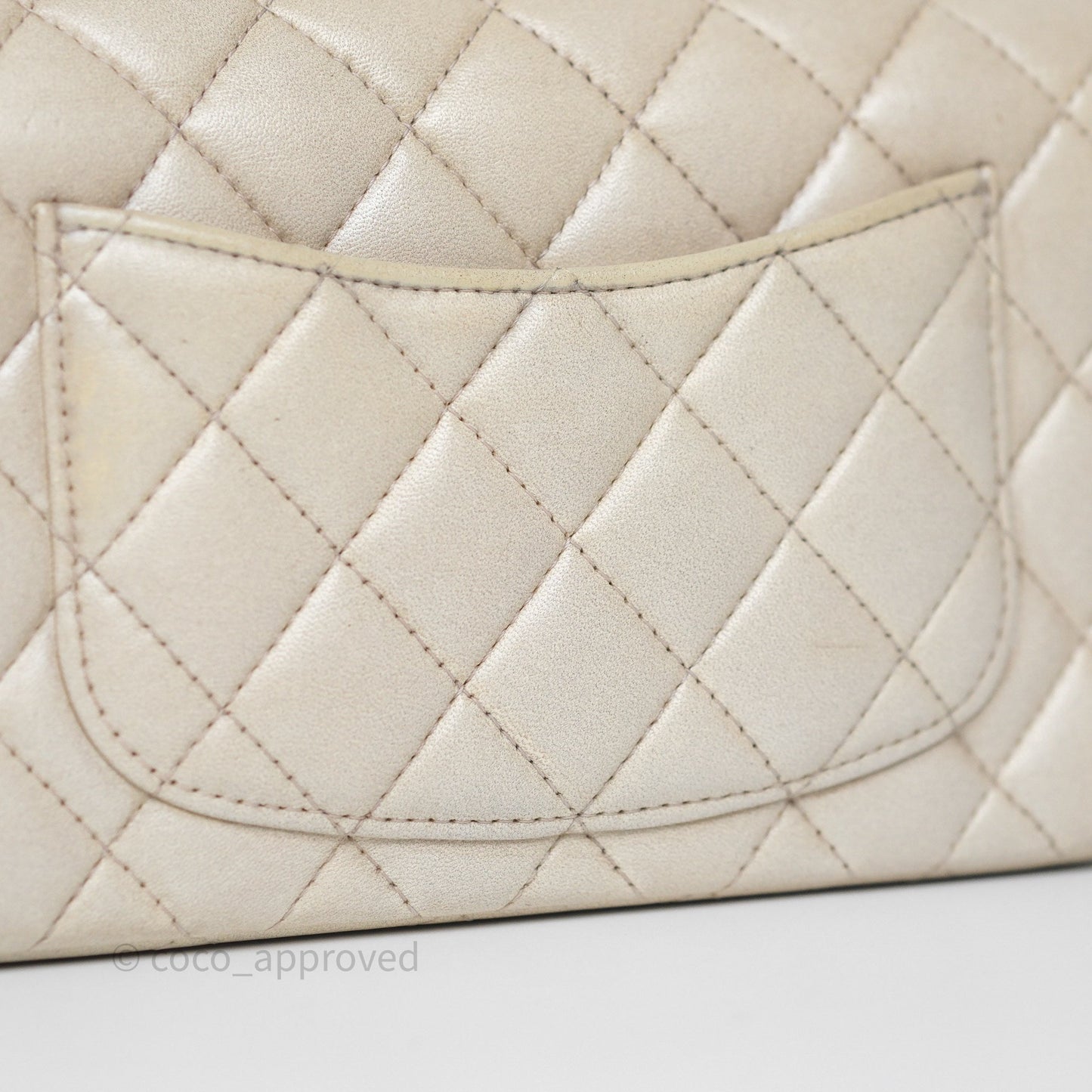 Chanel Top Handle Mini Rectangular Flap Pearly Beige Oat Lambskin Aged Gold Hardware