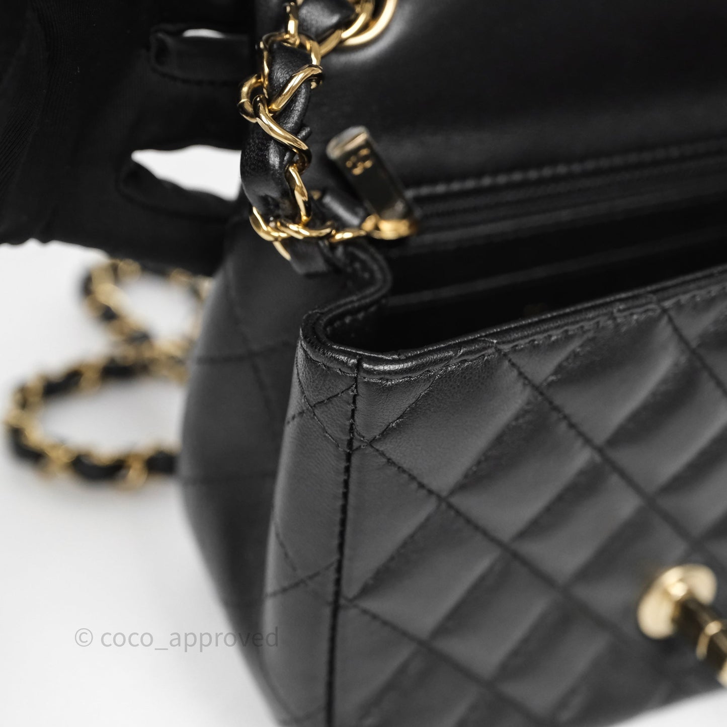 Chanel Mini Square Quilted Black Lambskin Gold Hardware