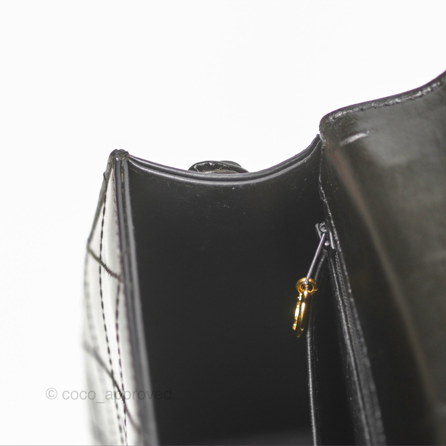 Chanel Vintage Flap Shoulder Bag Black Patent 24K Gold Hardware
