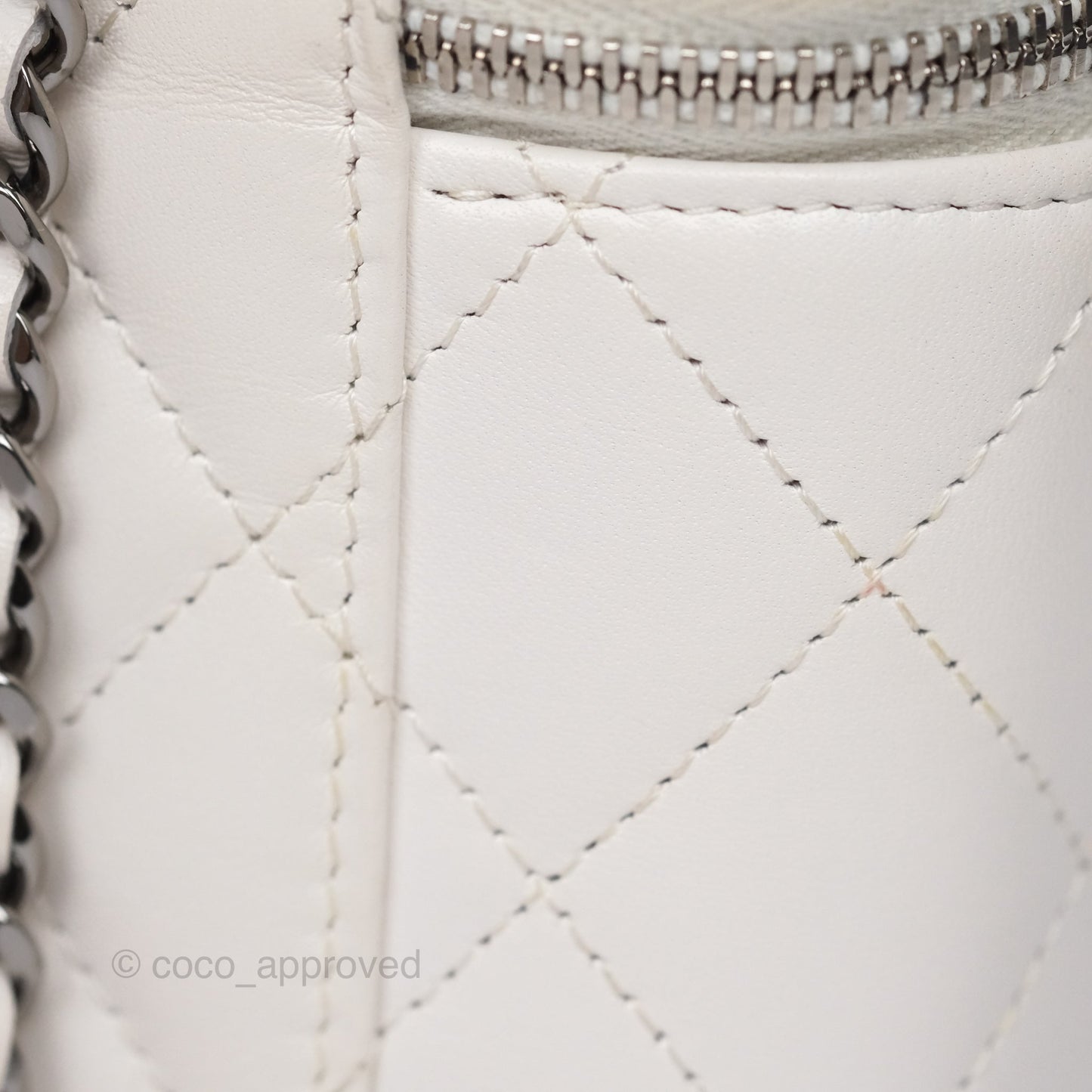 Chanel Crystals Top Handle Vanity Rectangular White Lambskin Gun Metal