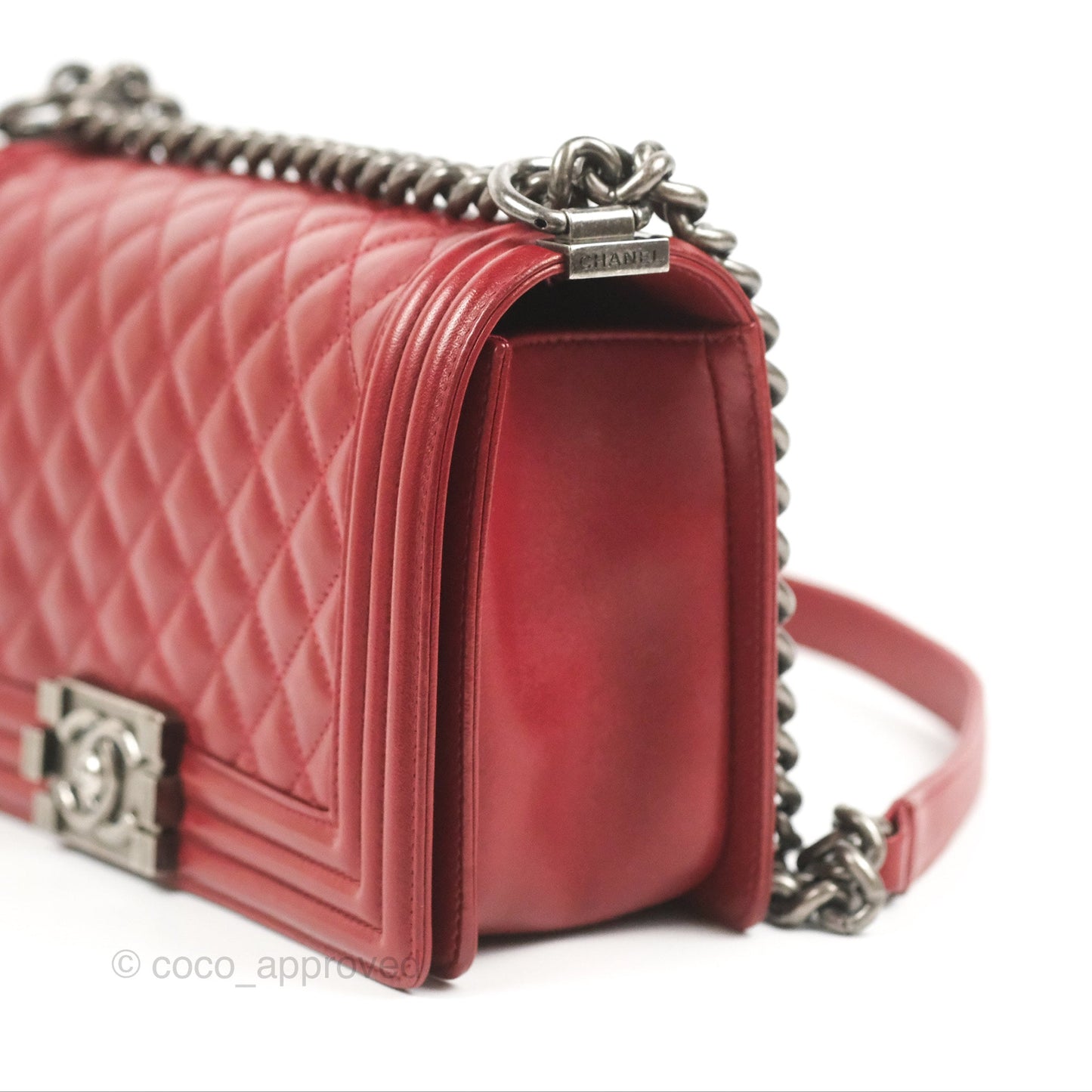 Chanel Quilted Medium Boy Dark Red Calfskin Ruthenium Hardware
