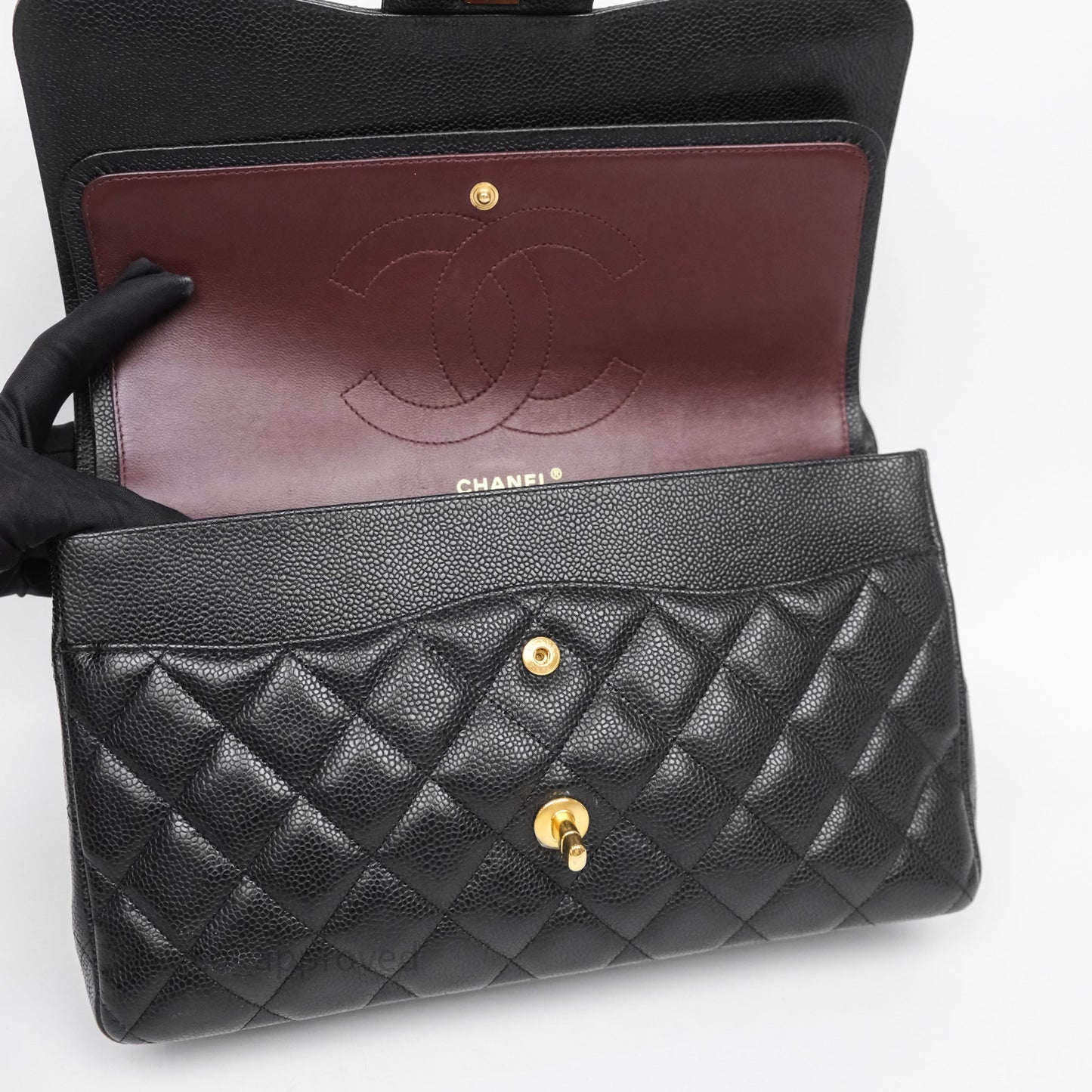 Chanel Jumbo Double Flap Black Caviar Gold Hardware⁣⁣