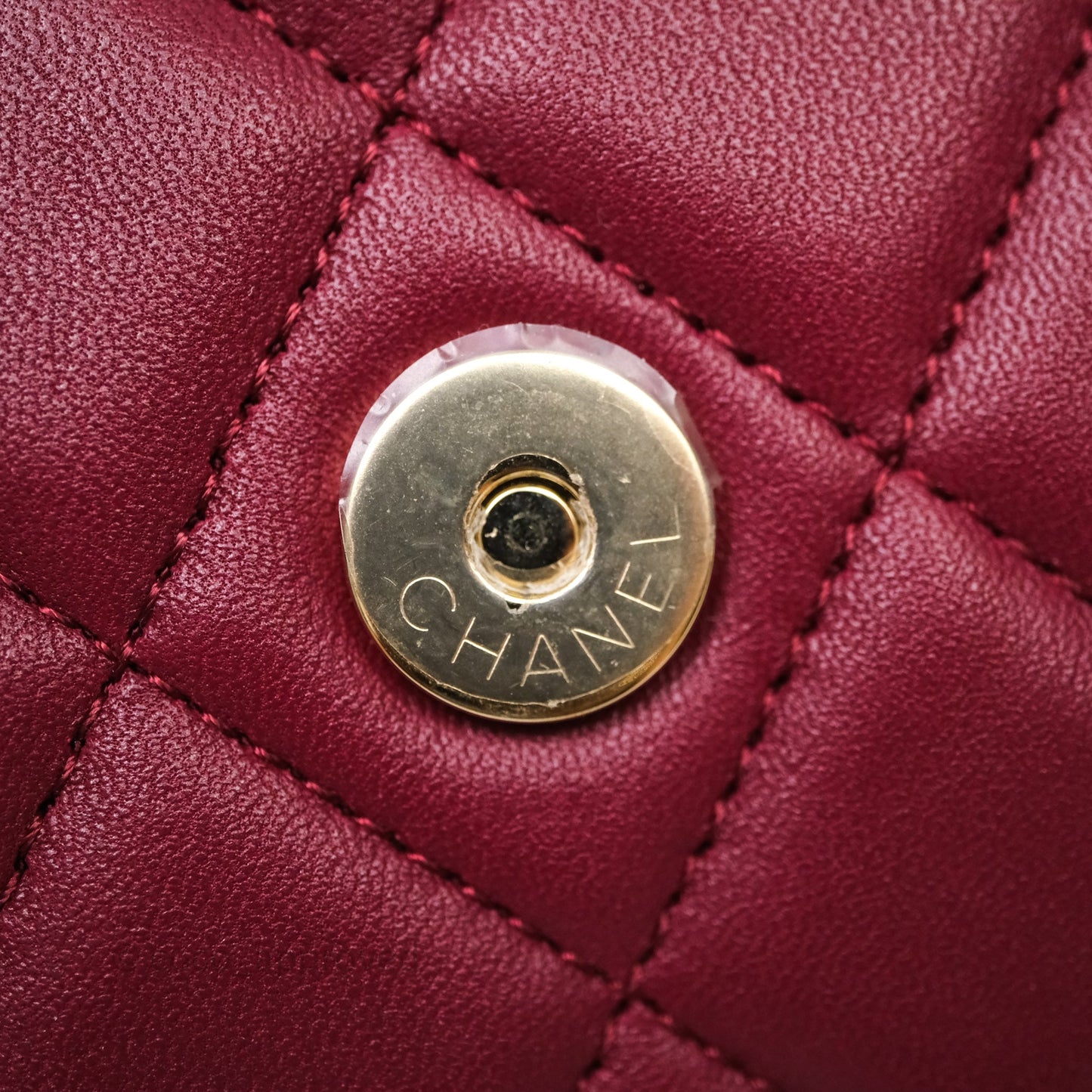 Chanel Mini Top Handle Flap Bag Red Lambskin Gold Hardware