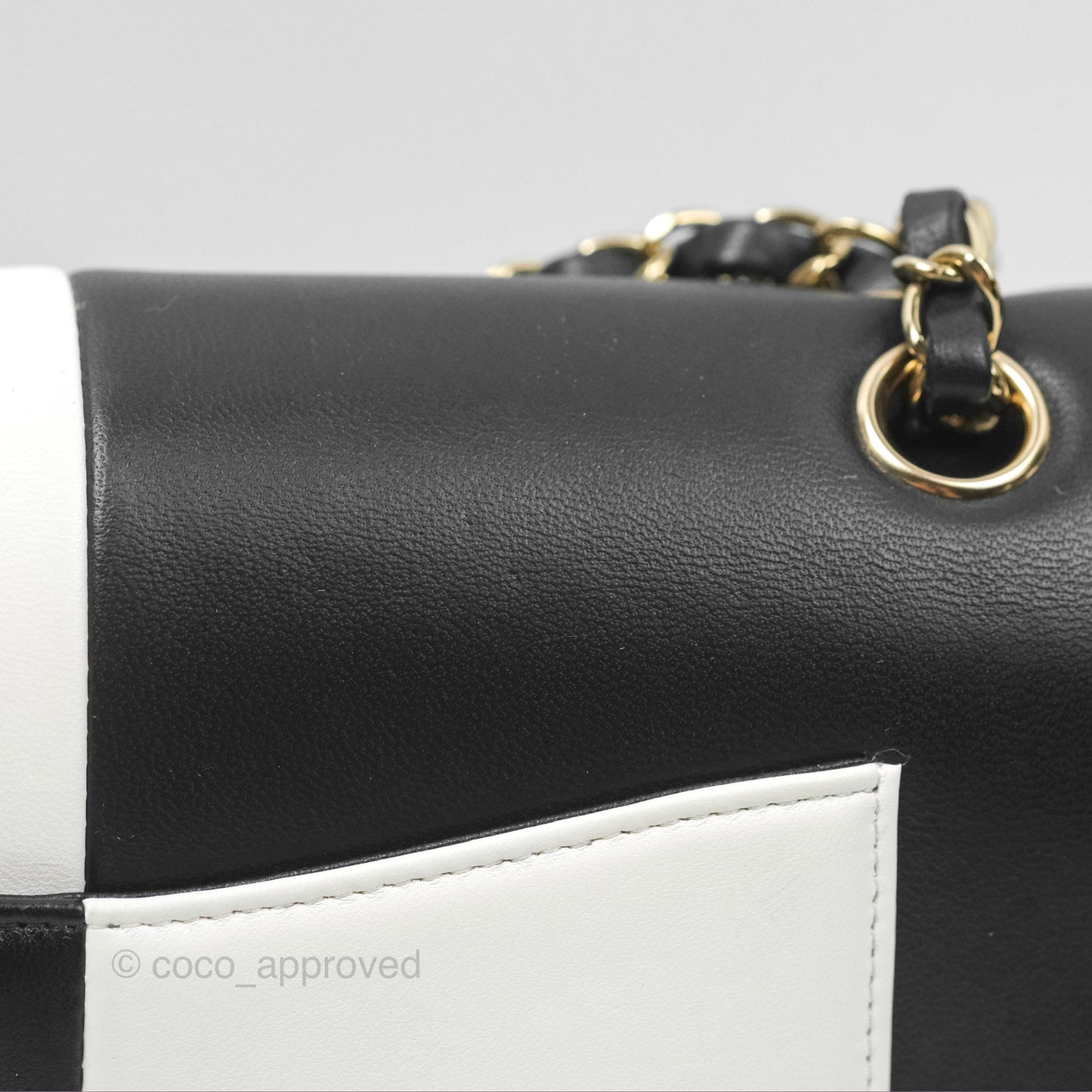 Chanel Medium Flap Black & White Lambskin Gold Hardware
