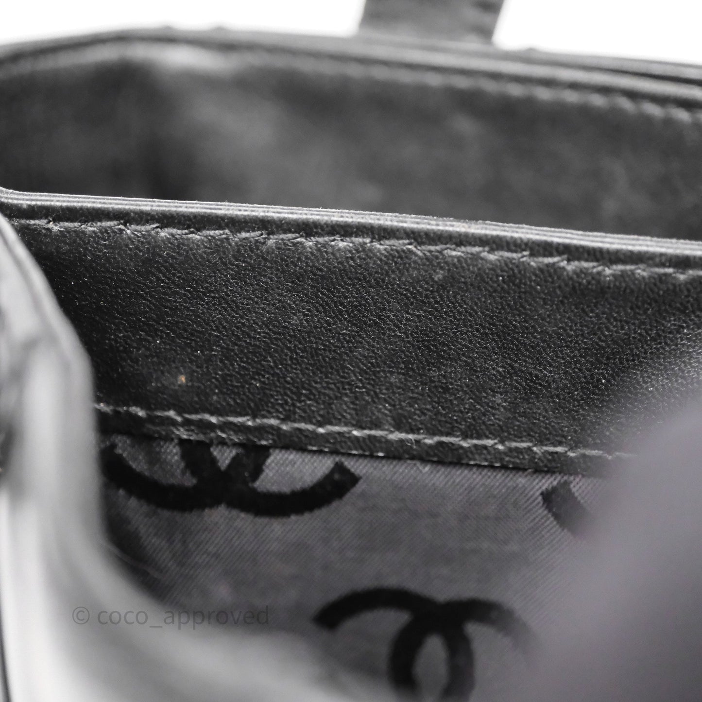 Chanel Vintage Quilted CC Tote Bag Matte Black Calfskin Gold Hardware