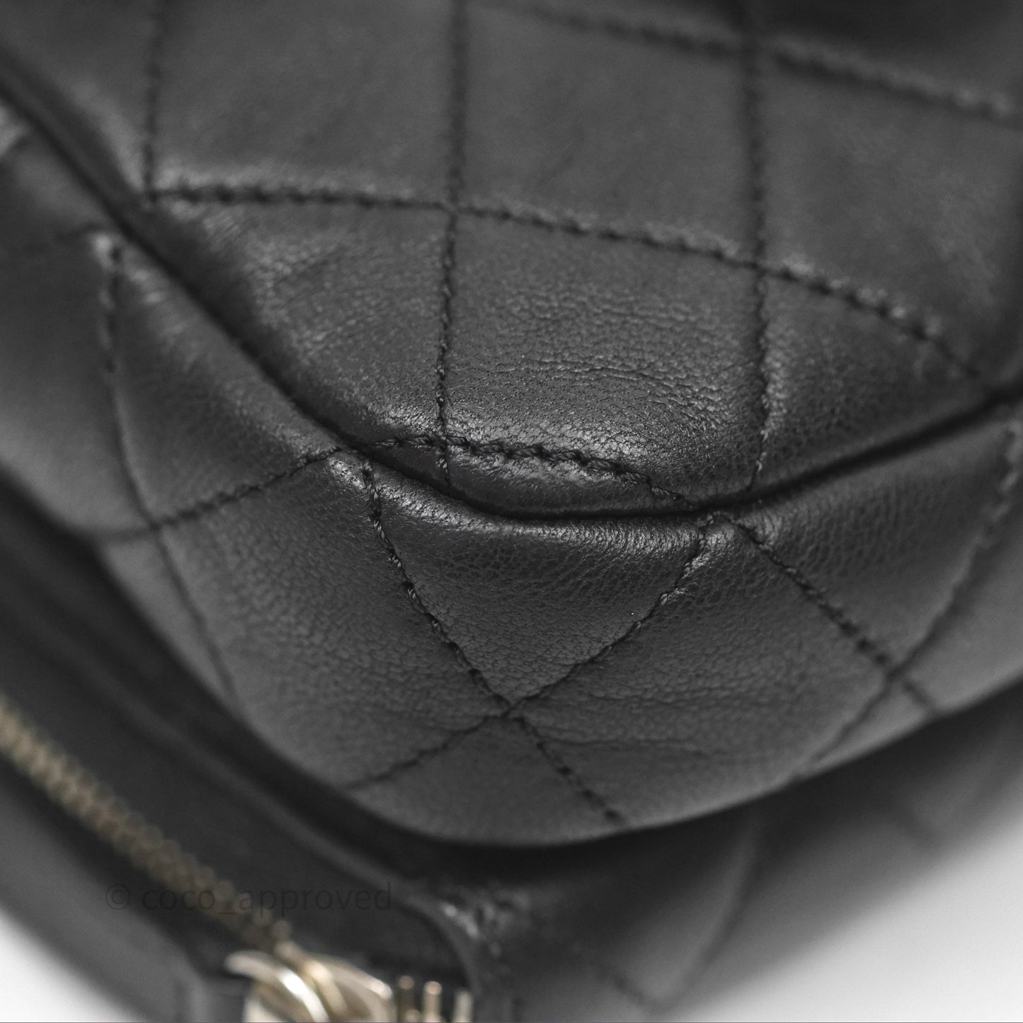 Chanel Mini Quilted Double Pouch Bag Lambskin Sliver Hardware