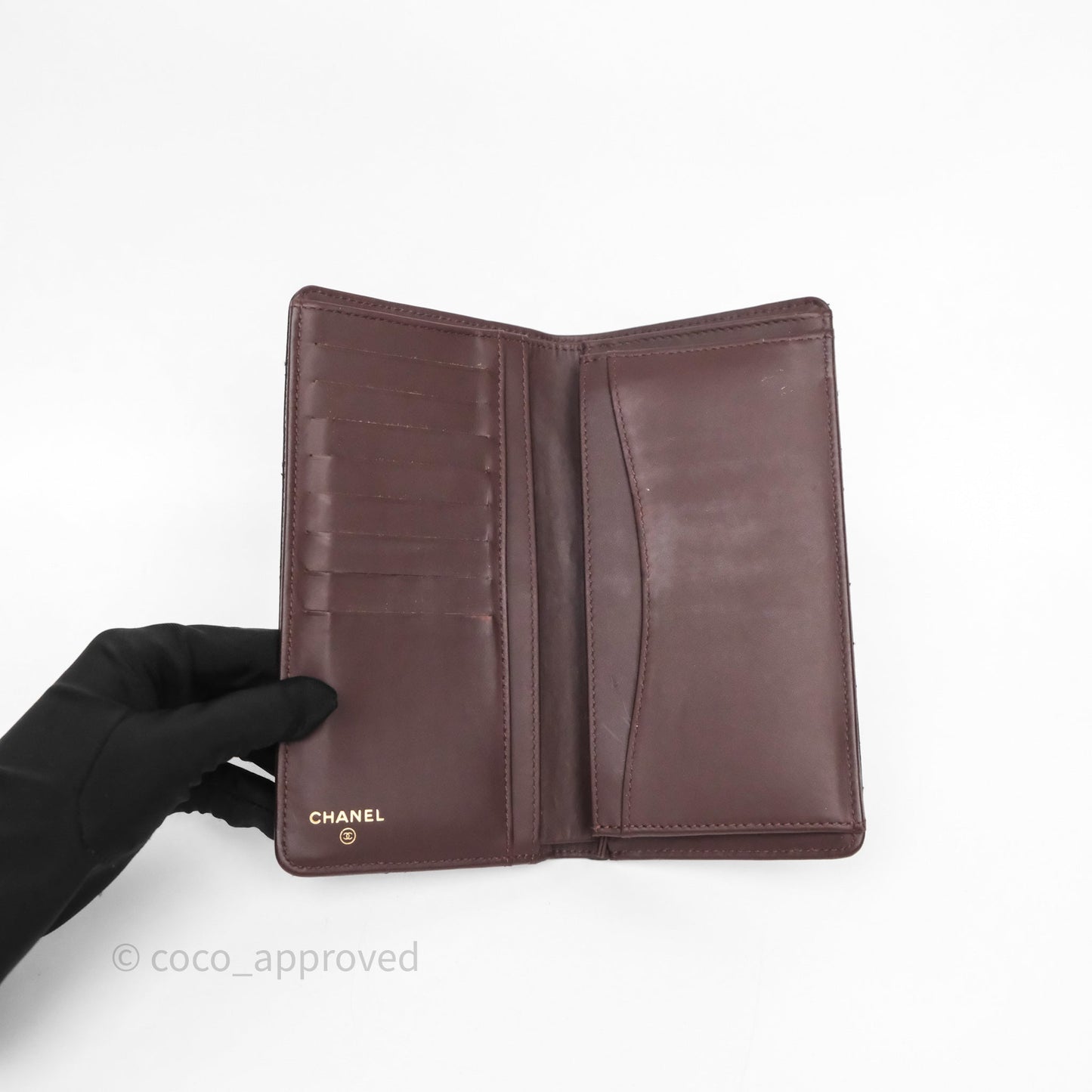 Chanel Classic Quilted Long Wallet Black Caviar Gold Hardware