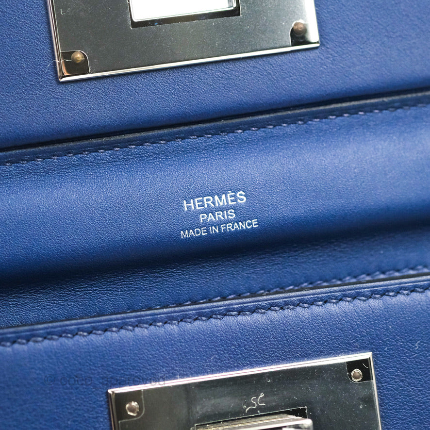 Hermès 24/24 21 Mini Bleu Saphir Evercolor/Swift Palladium Hardware