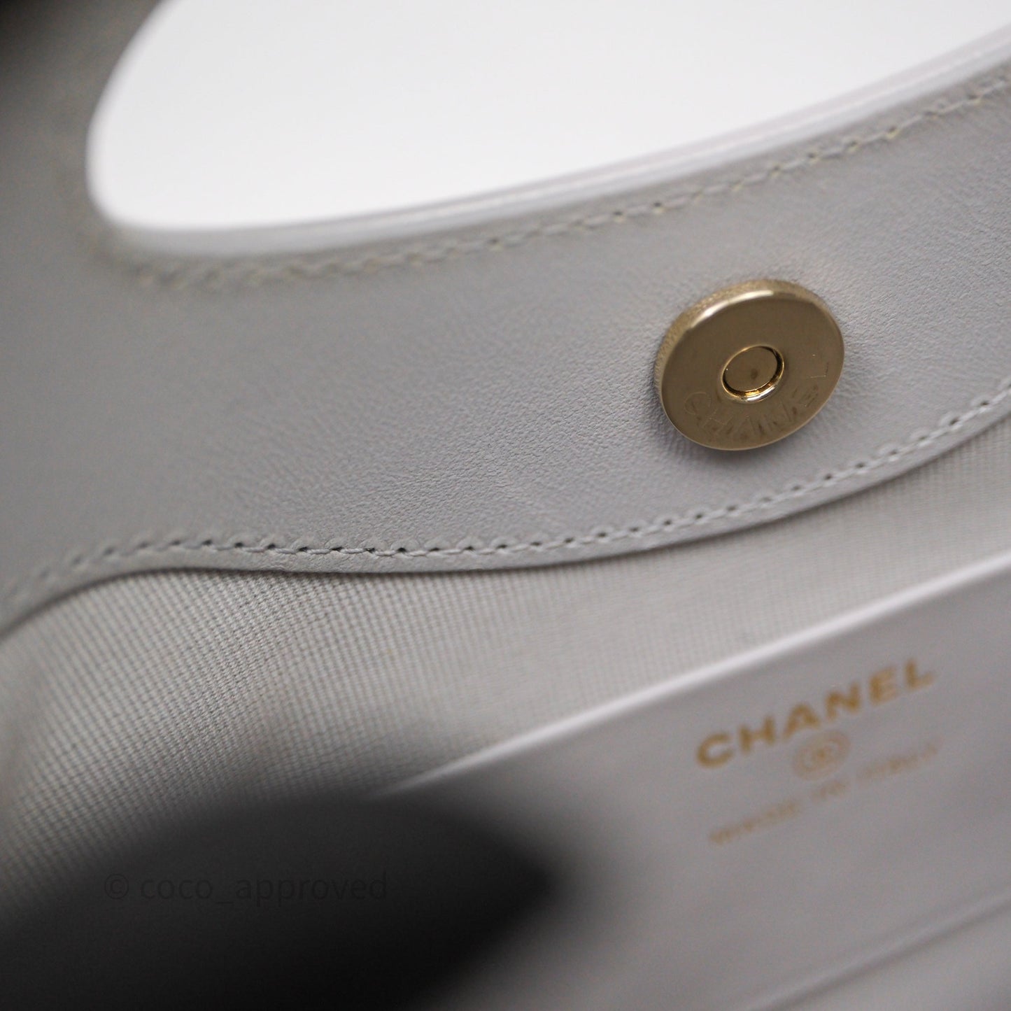 Chanel Nano 31 Grey Shiny Lambskin Gold Hardware