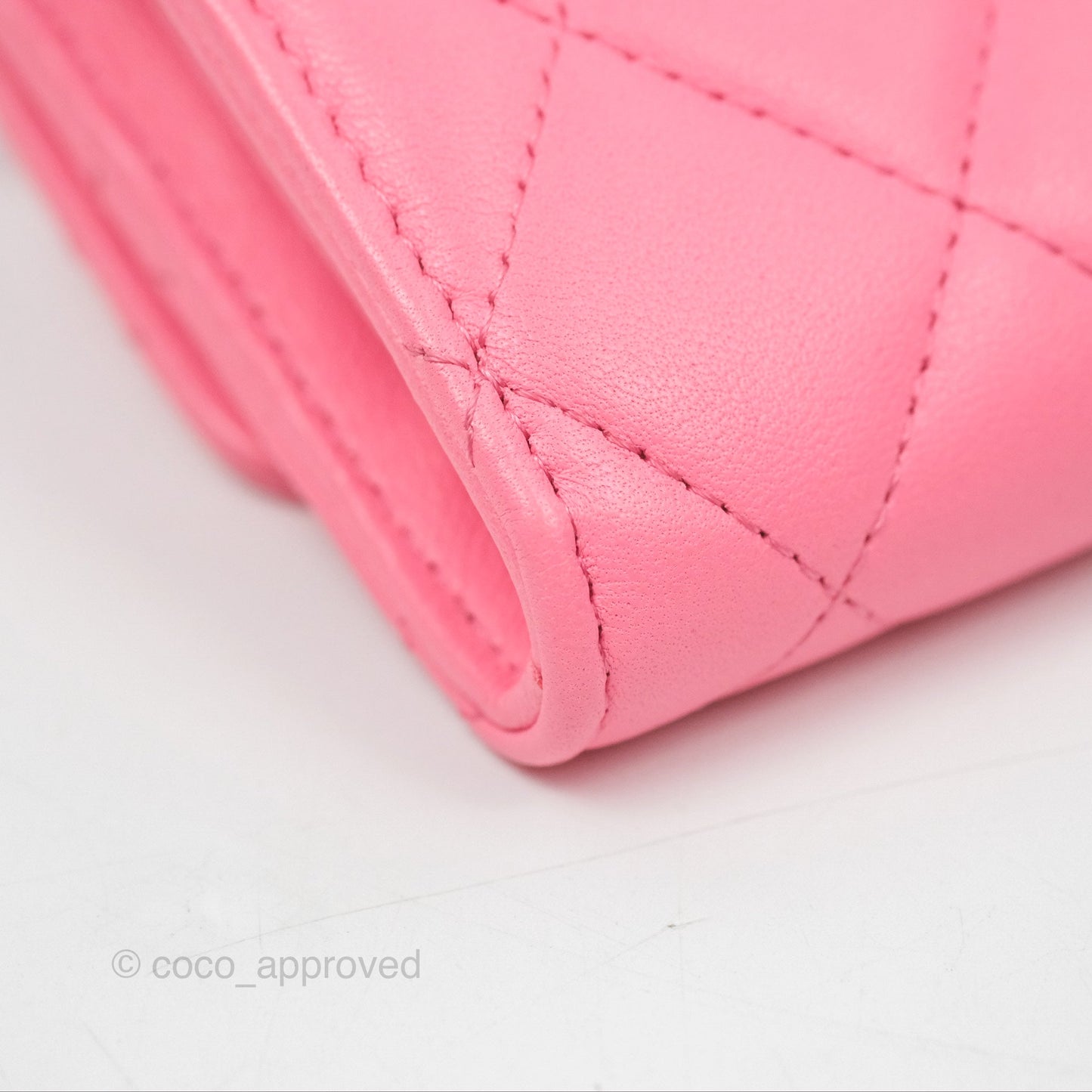 Chanel Pearl Crush Mini Clutch With Chain Pink Lambskin Aged Gold Hardware
