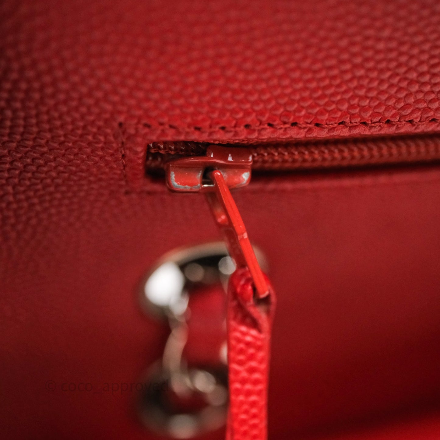 Chanel Classic M/L Medium Flap Quilted Red Caviar Silver Hardware