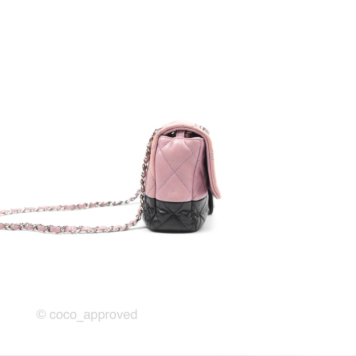 Chanel Medium Bicolor CC Chain Flap Pink/Black Lambskin Silver Hardware