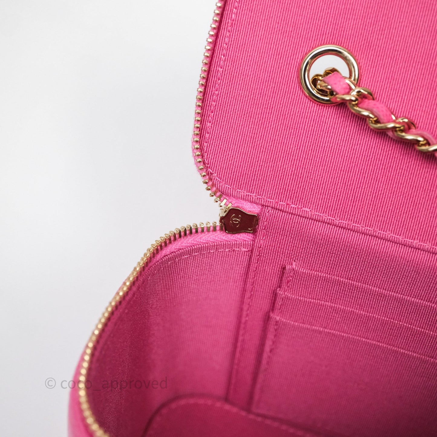 Chanel Classic Vanity With Chain Pink Caviar Gold Hardware