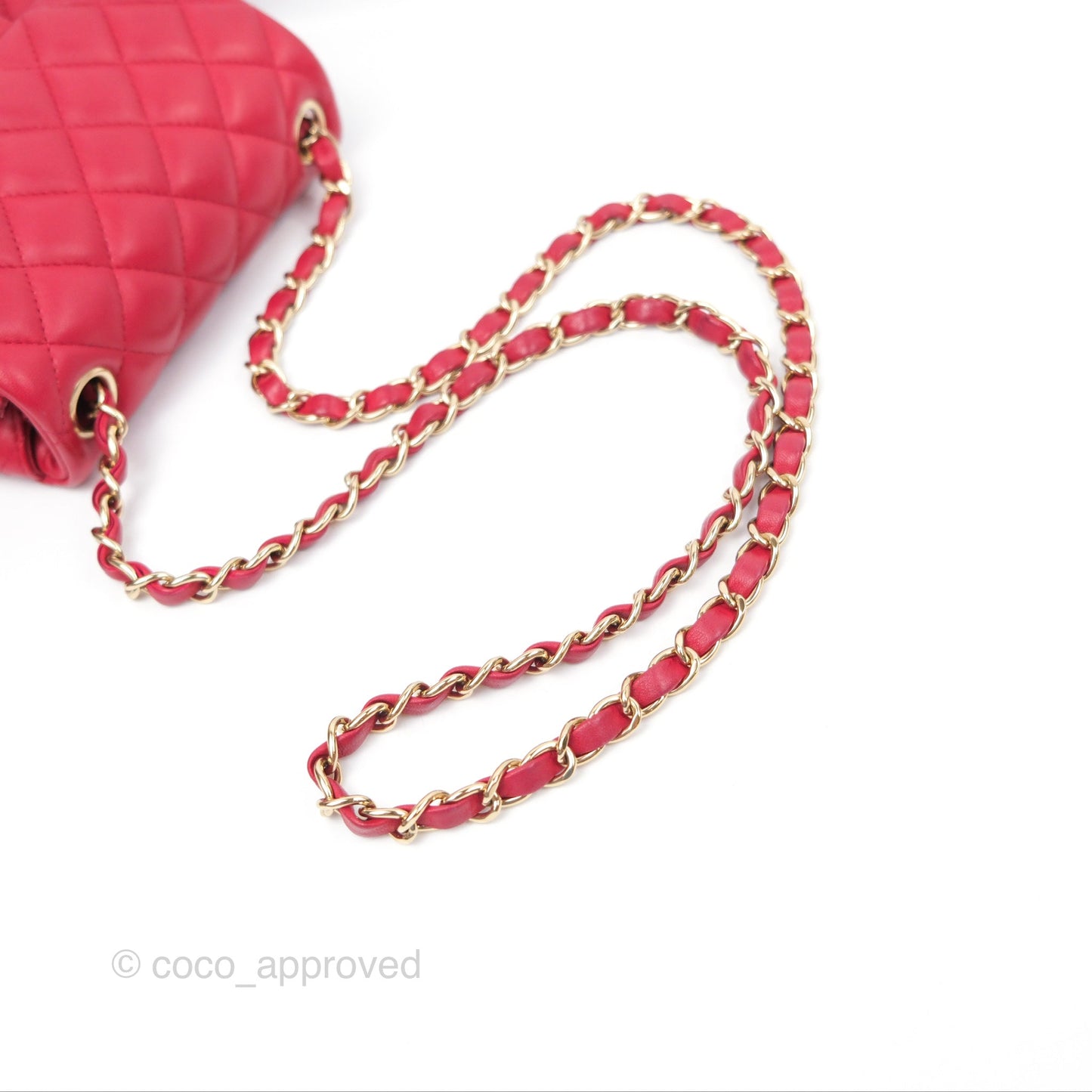 Chanel Mini Square Flap Red Lambskin Light Gold Hardware