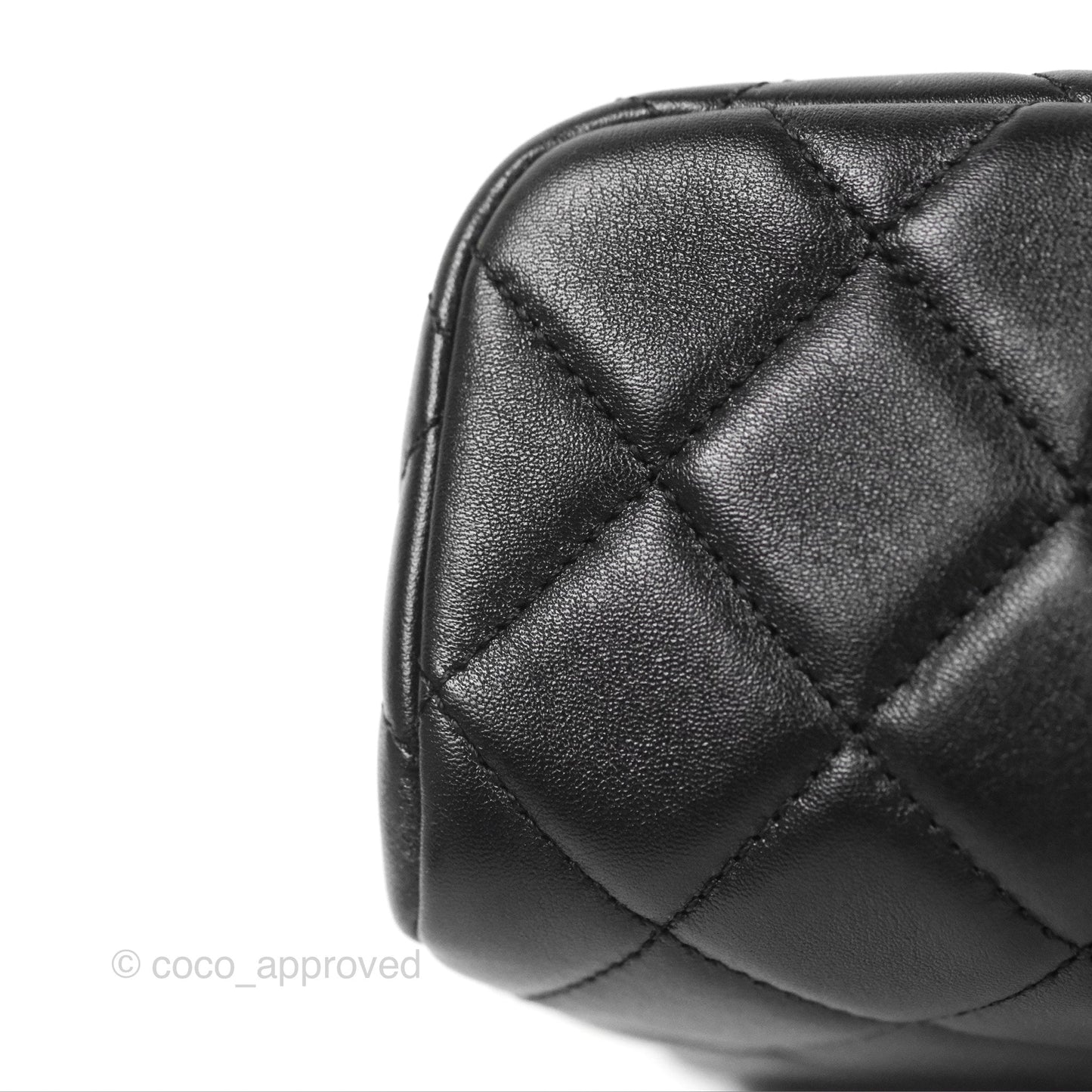 Chanel Logo Crystal Kiss-lock Vanity with Chain Black Lambskin 23C