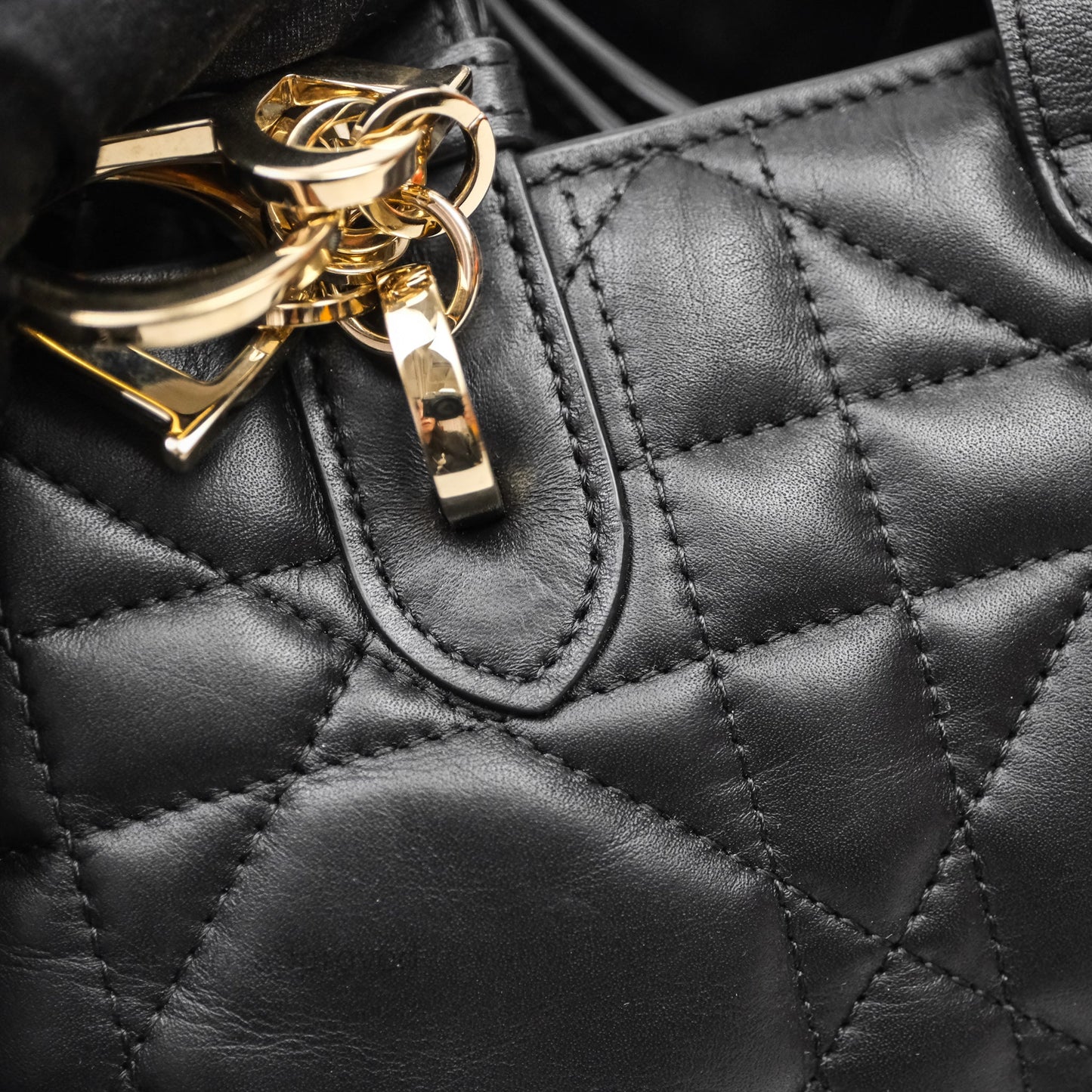 Christian Dior Medium Dior Toujours Bag Black Macrocannage Calfskin