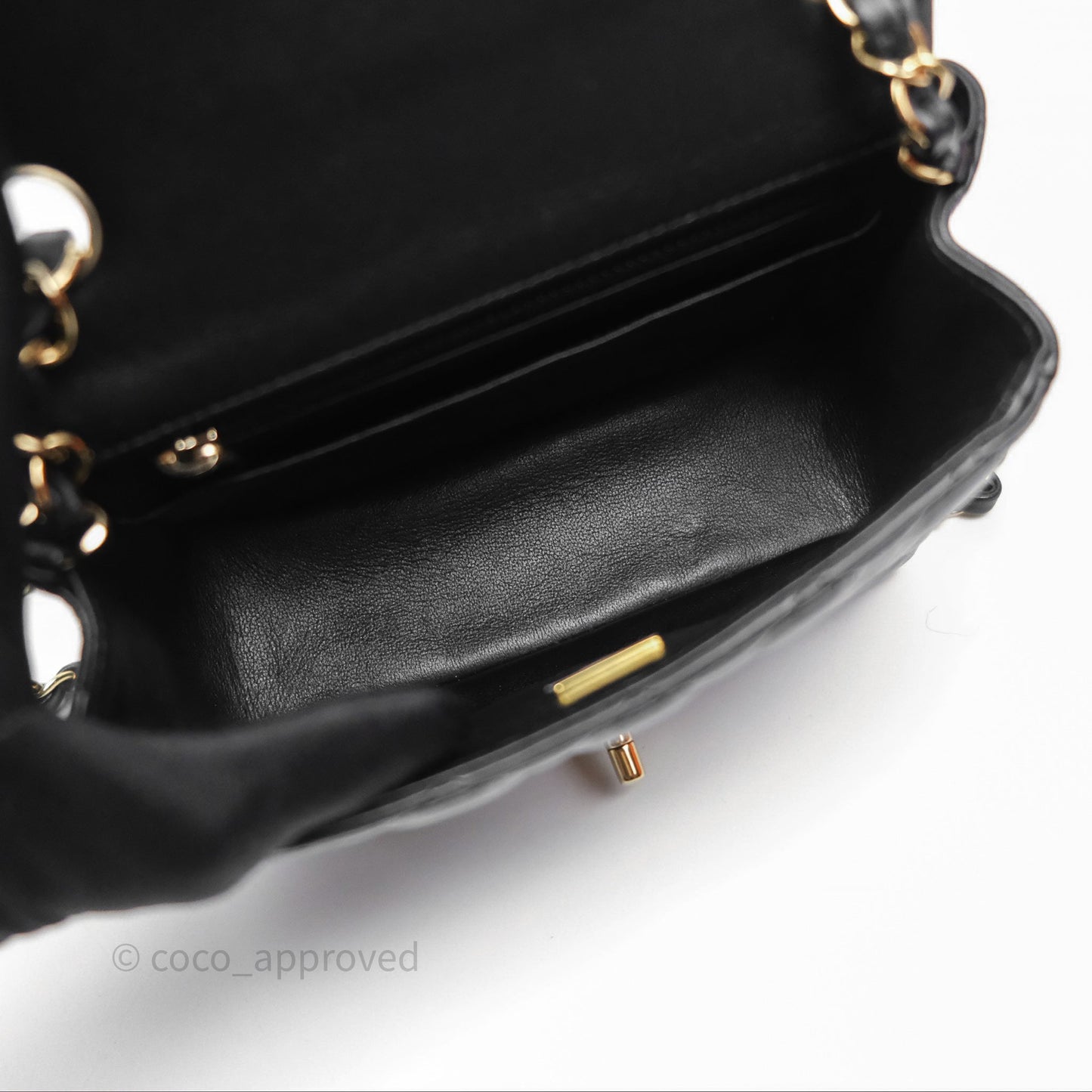 Chanel Mini Square Flap Quilted Black Lambskin Gold Hardware