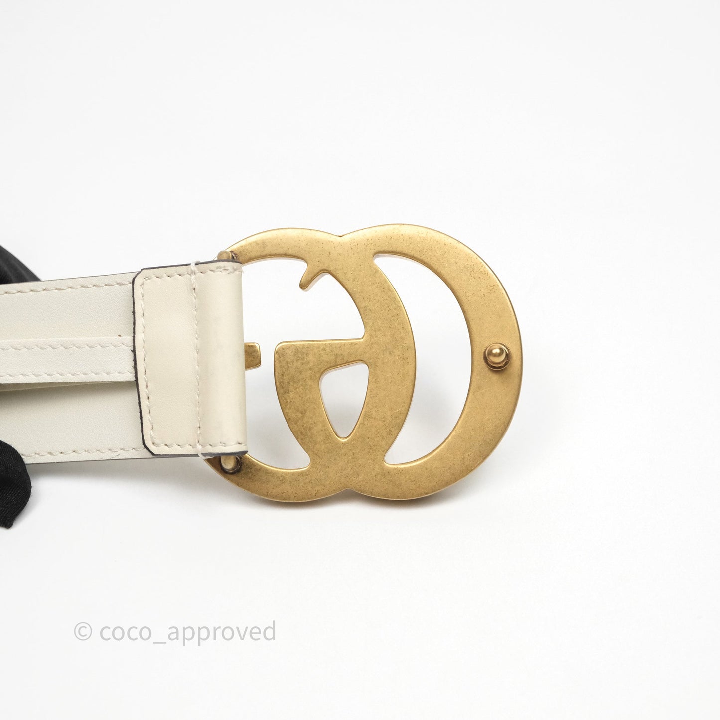 Gucci Double GG 20mm Belt 75 30 White Calfskin