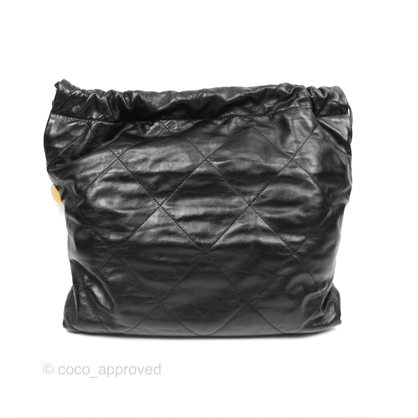 Chanel 22 Bag Medium Black Crumpled Calfskin Aged Gold Hardware