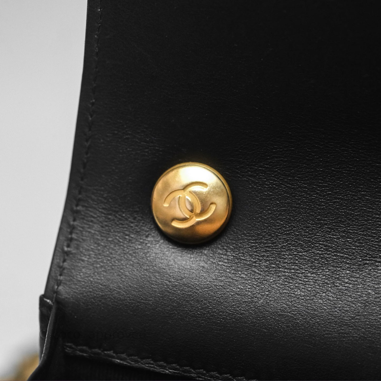 Chanel Quilted Medallion Wallet on Chain WOC Black Glossy Lambskin Gold Hardware 22K