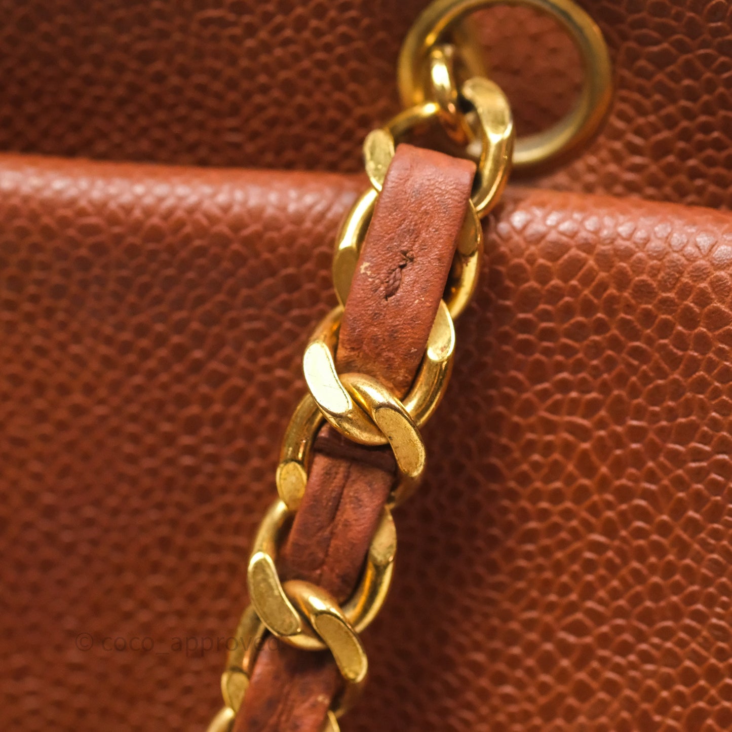 Chanel Vintage Tote Caramel Caviar 24K Gold Hardware
