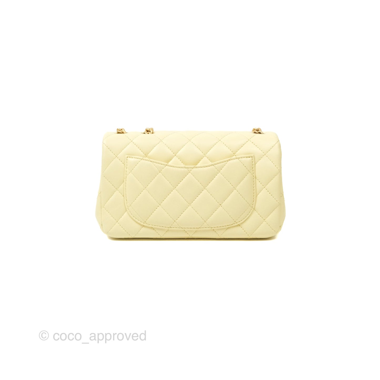 Chanel Mini Rectangular Flap with Camellia Adjustable Chain Yellow Lambskin Aged Gold Hardware 23S