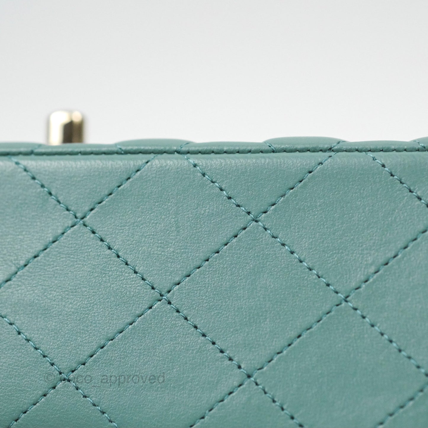 Chanel Small Quilted Classic Flap Dark Tiffany Green Lambskin Gold Hardware