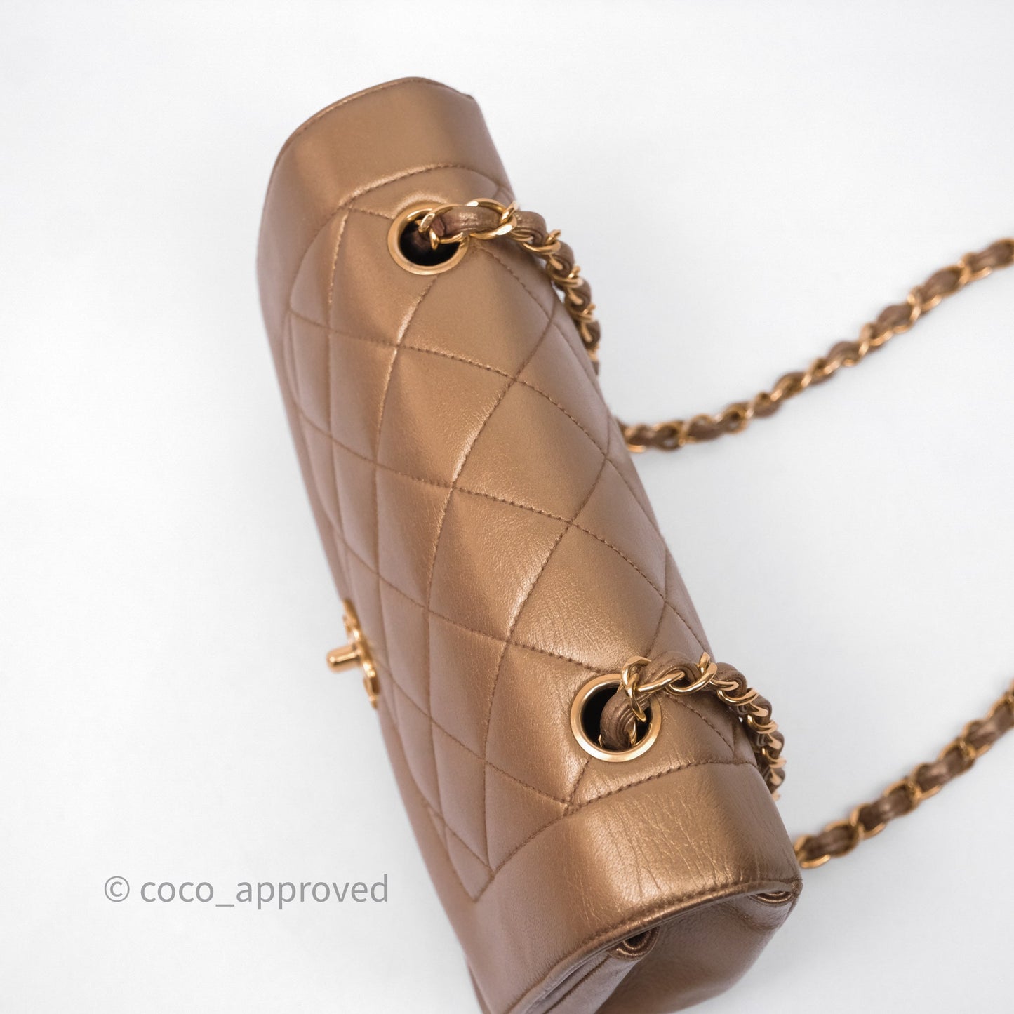 Chanel Vintage Small Quilted Classic Diana Flap Bag Gold Lambskin 24K Gold Hardware