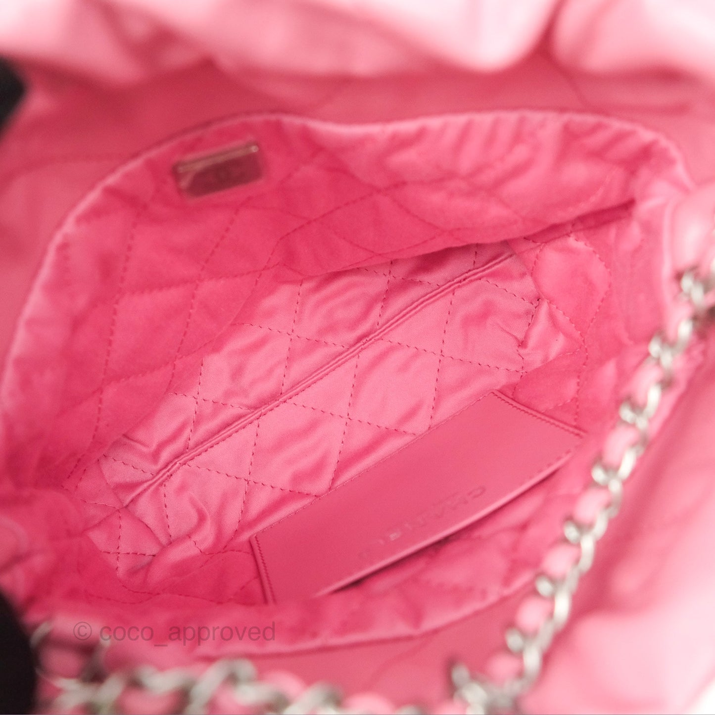 Chanel 22 Mini Bag Pink Crumpled Calfskin Aged Silver Hardware