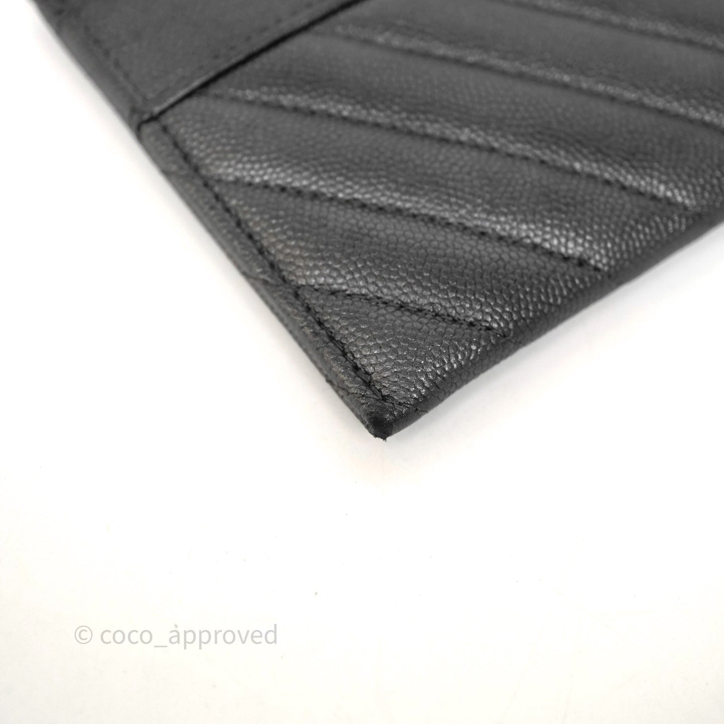 Chanel Chevron Zip Long Wallet Grey Caviar Gold Hardware