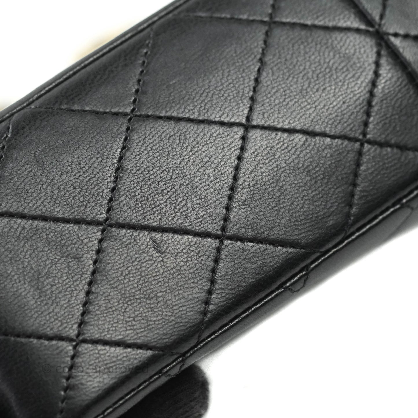 Chanel Vintage Flap Bag with Purse Pouch Black Lambskin 24K Gold Hardware