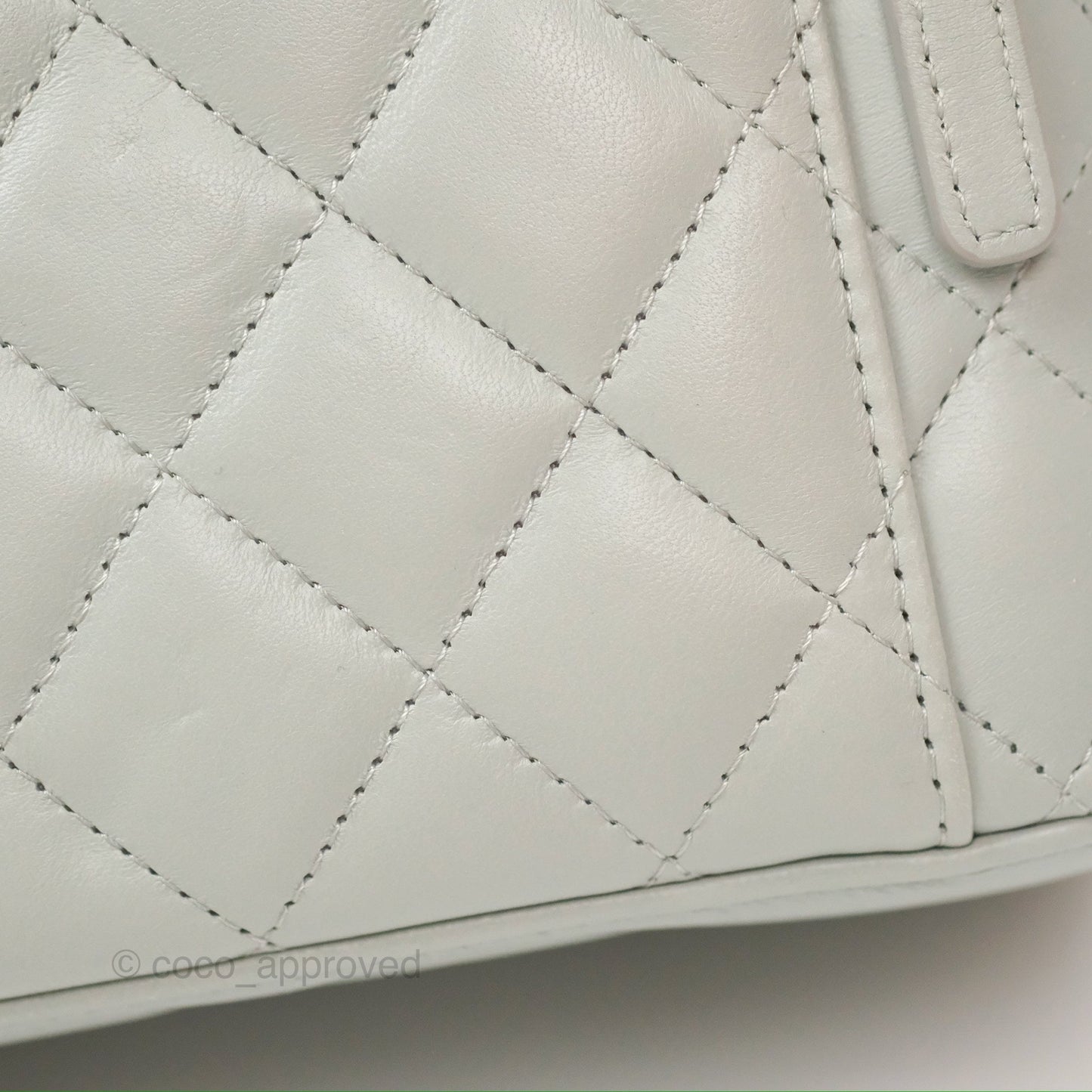 Chanel Quilted Vanity Rectangular with Chain Grey Blue Lambskin Gold Hardware