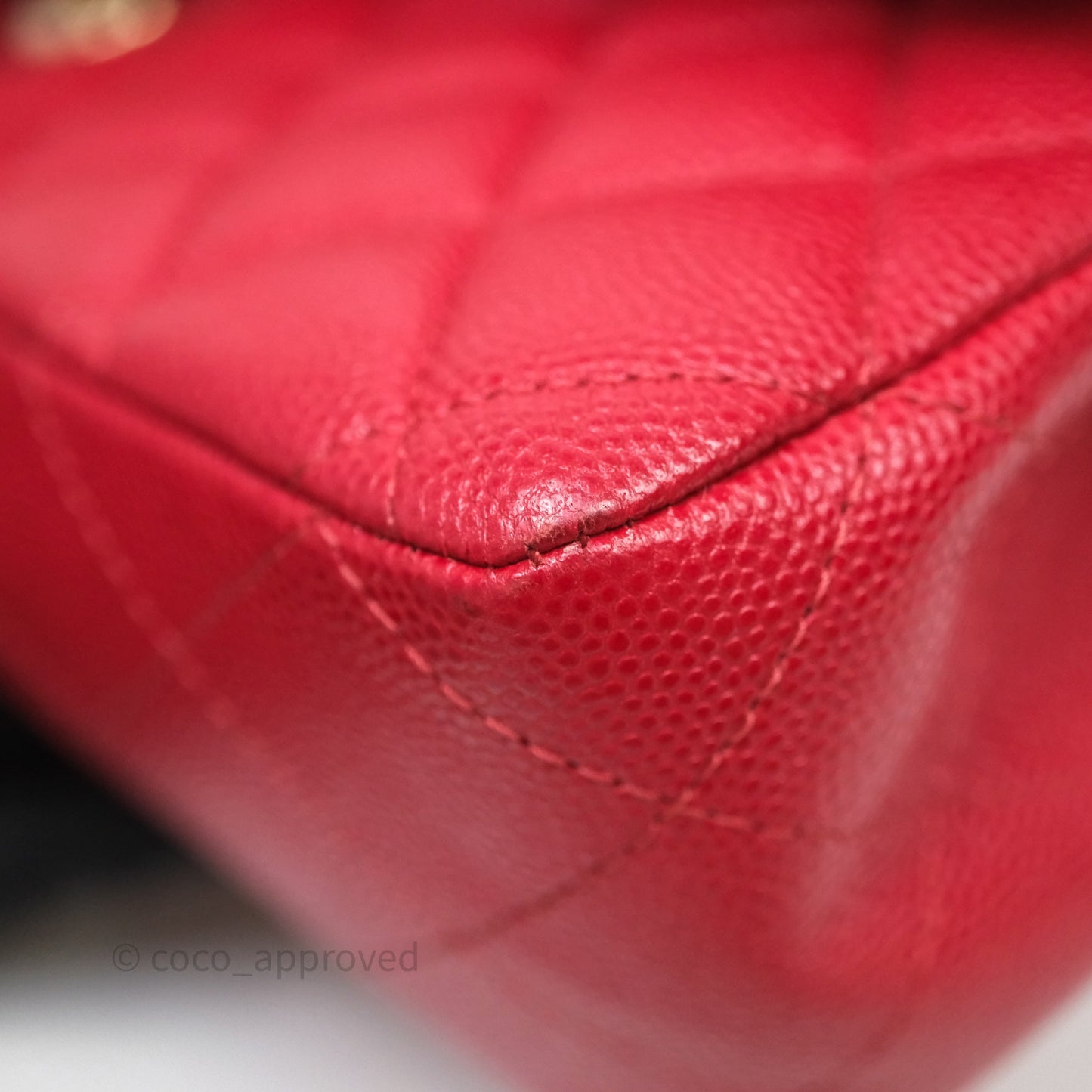Chanel Classic M/L Medium Flap Quilted Red Caviar Gold Hardware