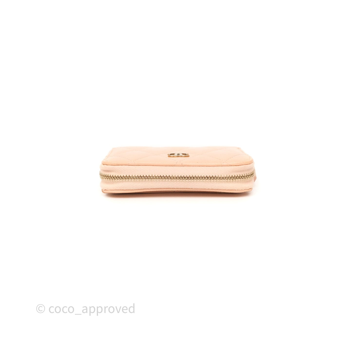 Chanel Classic Zipped Coin Purse Salmon Pink Caviar Gold Hardware